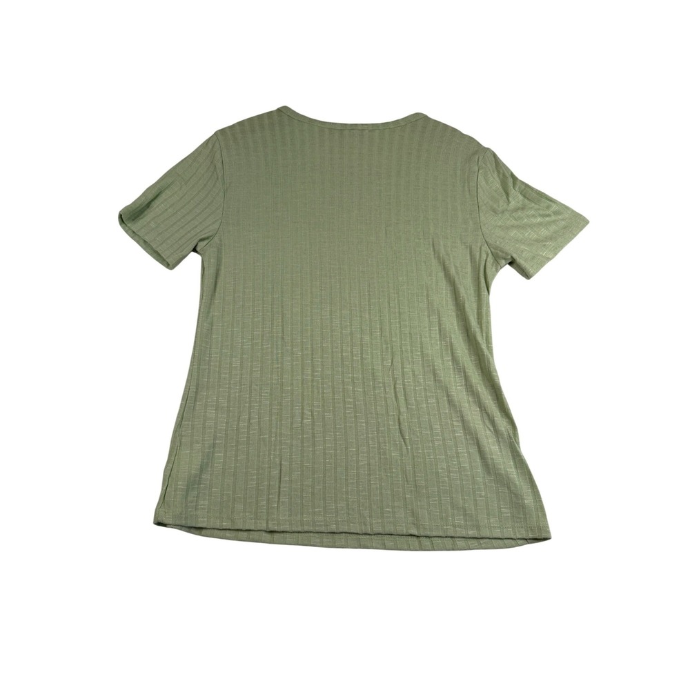 Jamie & Layla Womens Sage Green Ribbed Knit Short Sleeve Crew Neck T-Shirt M NWT
